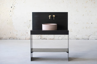 concrete vessel sink round pink