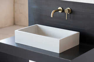Square concrete sink | Wash basin | Vessel sink | Off white | 55x35 cm. 21 3/4 x 12 3/4 inch. - betono.lt