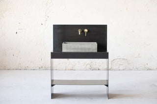 Square concrete sink | Wash basin | Vessel sink | Gray | 55x35 cm. 21 3/4 x 12 3/4 inch. - betono.lt
