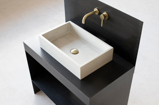 Square concrete sink | Wash basin | Vessel sink | Off white | 55x35 cm. 21 3/4 x 12 3/4 inch. - betono.lt